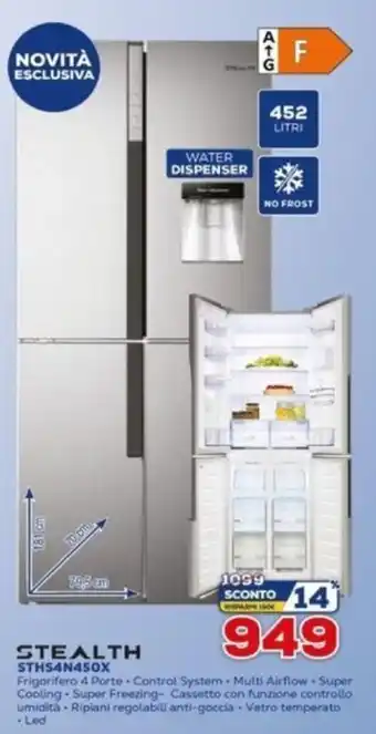 Euronics Stealth Frigorifero 4 Porte STHS4N450X offerta