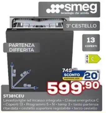 Euronics SMEG Lavastoviglie Ad Incasso Integrata ST381CEU offerta
