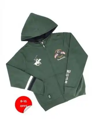 Globo Moda Beverly hi - felpa ragazzo verdone con tasce , full zip e con cappuccio offerta