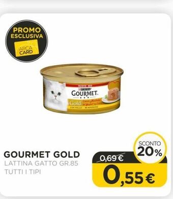 Arcaplanet Gourmet gold lattina gatto gr.85 tutti i tipi offerta