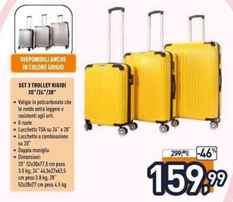 Unieuro Joiahome Set 3 Trolley Rigidi 20"/24"/28" offerta