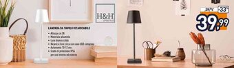 H&H Lifestyle Lampada da Tavolo Ricaricabile