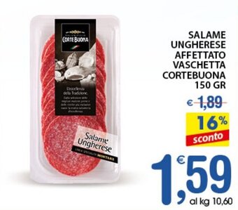 Qui Discount Salame Ungherese Affettato Vaschetta Cortebuona 150 gr offerta