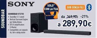 Unieuro Sony Soundbar HTG700 offerta