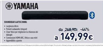 Unieuro Yamaha Soundbar AATSC200BL offerta