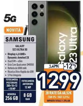Unieuro Samsung 5G Galaxy S23 Ultra 5 G offerta