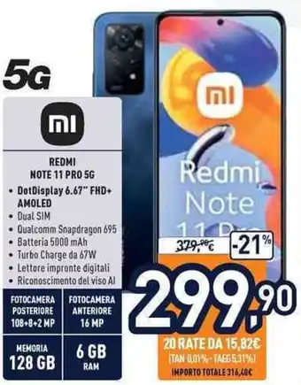 Unieuro Redmi Note 11 Pro %G offerta