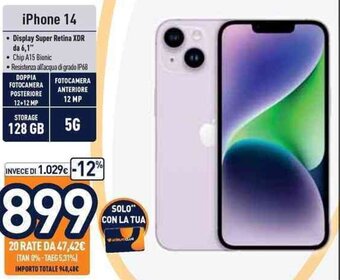 Unieuro iPhone 14 offerta