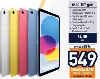 Unieuro iPad 10th gen offerta