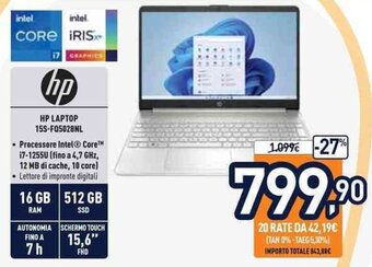 Unieuro hp Laptop 15S-FQ5028NL offerta