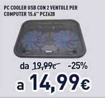 Unieuro Pc Cooler USB con 2 Ventole Per Computer 15.6''PCZ628 offerta