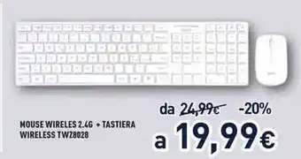 Unieuro Mouse Wireless 2.4 G + Tastiera Wireless TWZ8028 offerta