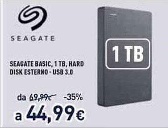 Unieuro Seagate Basic, 1 TB, Hard Disk Esterno-USB 3.0 offerta