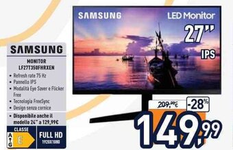 Unieuro Samsung Monitor LF27T350FHRXEN offerta