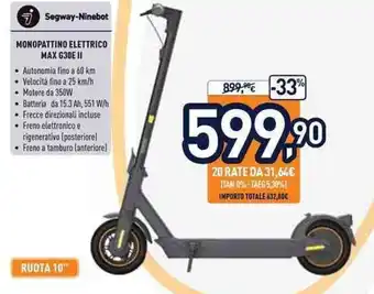 Unieuro Segway-Ninebot Monopattino Elekttrico Max G30E II offerta