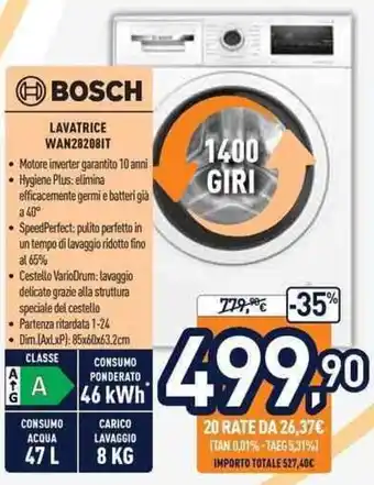 Unieuro Bosch Lavatrice WAN28208IT offerta