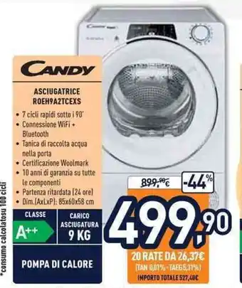 Unieuro Candy Asciugatrice R0EH9A2TCEXS offerta