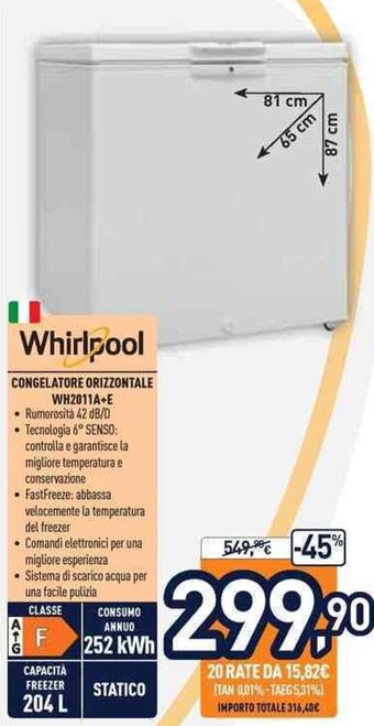 Unieuro Whirlpool Congelatore Orizzontale WH2011A+E offerta