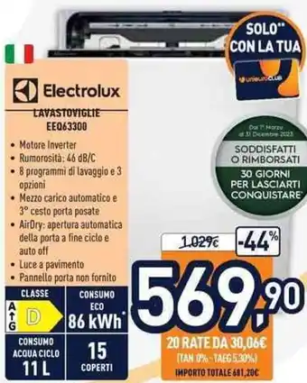 Unieuro Electrolux Lavastoviglie EEQ63300 offerta