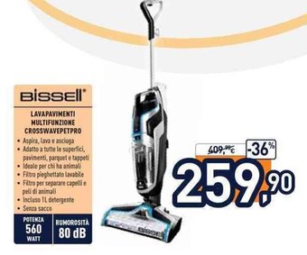 Unieuro Bissell Lavapavimenti Multifunzione Crosswavepetpro offerta