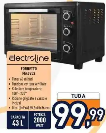 Unieuro Electroline Fornetto FE43VLS offerta