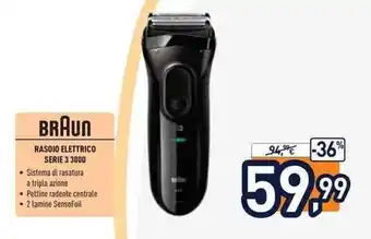 Unieuro Braun Rasoio Elettrico Serie 3 3000 offerta
