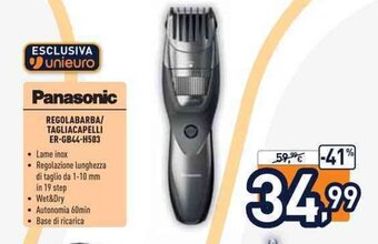 Unieuro Panasonic Regolabarba Tagliacapelli ER-GB44-H503 offerta