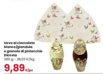 Despar Di Costa Uovo al cioccolato bianco/gianduia e granola di pistacchio 380 g offerta