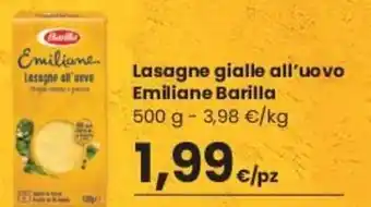 Despar Barilla Emiliane Lasagne gialle all'uovo 500 g offerta