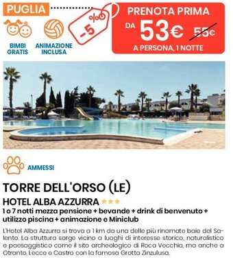Eurospin Torre Dell'Orso (LE) Hotel Alba Azzurra offerta