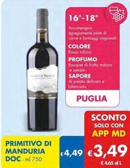 MD Discount Primitivo di manduria doc offerta