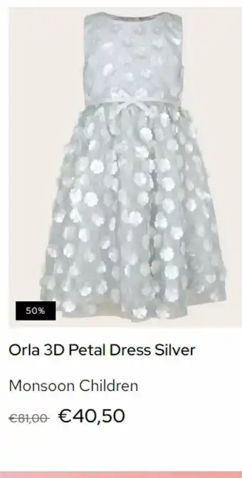 Orla 3d petal dress silver