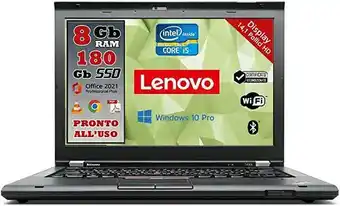 Amazon Lenovo t430, pc portatile intel core i5 pronto all'uso con pacchetto office 2021, notebook con display hd da 14, ram 8gb,... offerta