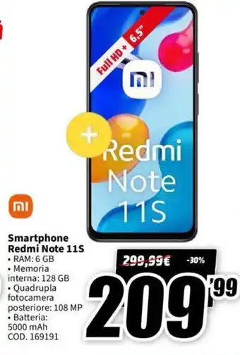 MediaWorld Xiaomi Redmi Smartphone Note 11S offerta