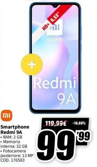 MediaWorld Xiaomi Redmi 9A Smartphone offerta