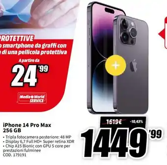 MediaWorld Apple iPhone 14 Pro Max 256 GB offerta