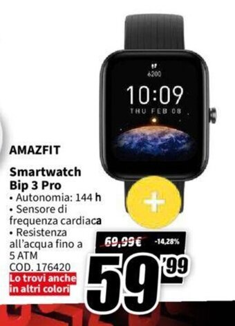 MediaWorld Amazfit Smartwatch Bip 3 Pro offerta