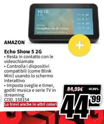 MediaWorld Amazon Echo Show 5 2G offerta