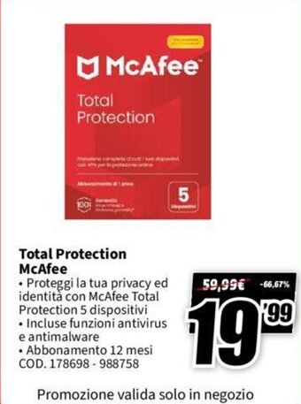 MediaWorld McAfee Total Protection offerta
