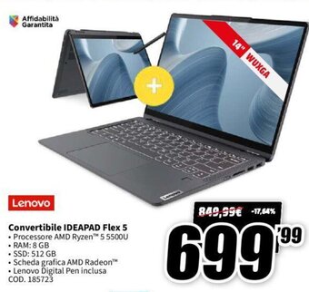 MediaWorld Lenovo Convertibile IDEAPAD Flex 5 offerta