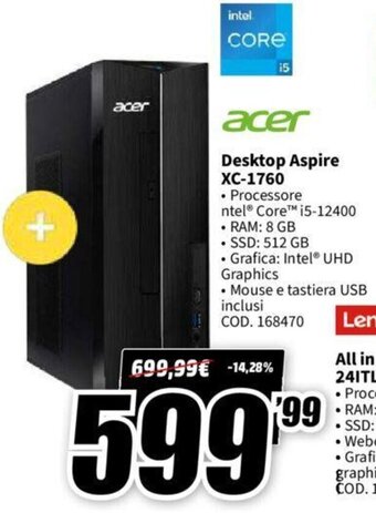 MediaWorld acer Desktop Aspire XC-1760 offerta