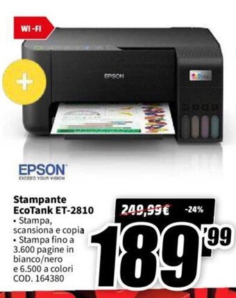 MediaWorld Epson Stampante EcoTank ET-2810 offerta