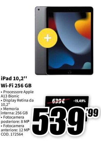 MediaWorld iPad 10,2" Wi-Fi 256 GB offerta