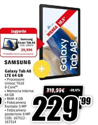 MediaWorld Samsung Galaxy Tab A8 LTE 64 GB offerta