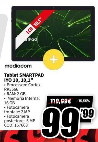 MediaWorld mediacom Tablet SmartPad IYO 10, 10,1" offerta