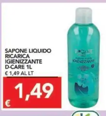 Sapone LIquido Ricarica Igienizzante D-Care 1 L
