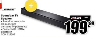 MediaWorld Bose Soundbar TV Speaker offerta