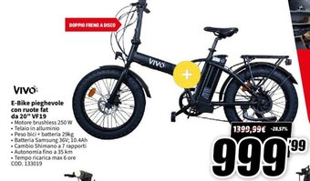 MediaWorld Vivo E-Bike pieghevole con ruote fat da 20" VF19 offerta