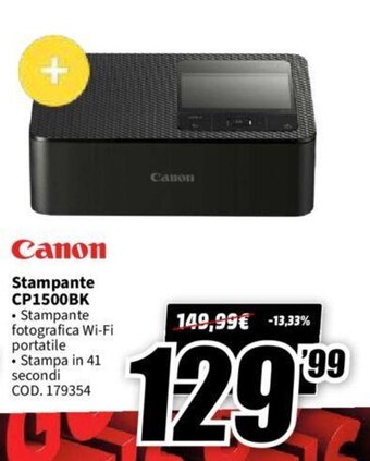 MediaWorld Canon Stampante CP1500BK offerta