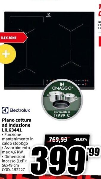 MediaWorld Electrolux Piano cottura ad Induzione LIL63441 offerta